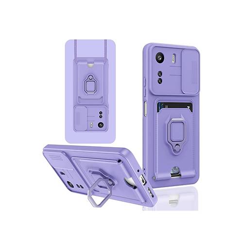 Redmi 13C K�l�f Zuma Kartvizitli Y�z�kl� Silikon - Lila