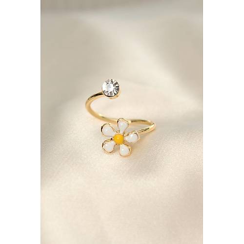 Papatya Tasar�ml� Zirkon Ta�l� Ayarlanabilir Y�z�k