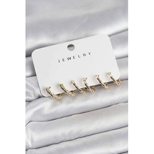 Gold Renk Pirin� Kemik Model 3 �ift Kad�n K�pe Seti