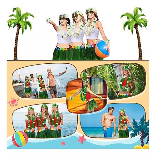Tropikal Esintili Hawaii Yaprakl� Parti Ete�i Yeti�kin Boy