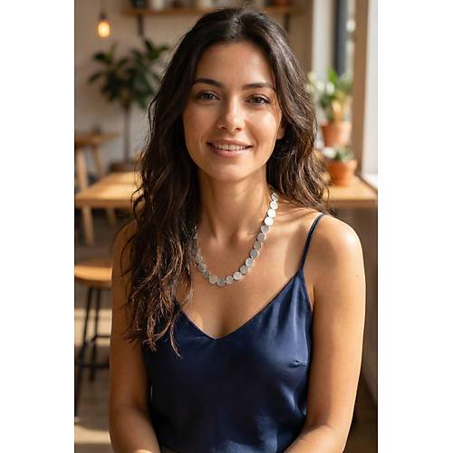 Yuvarlak Plaka Model G�m�� Renk Kad�n Kolye