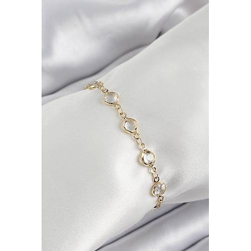 Pirin� Gold Renk Zirkon Ta�l� Kad�n Bileklik