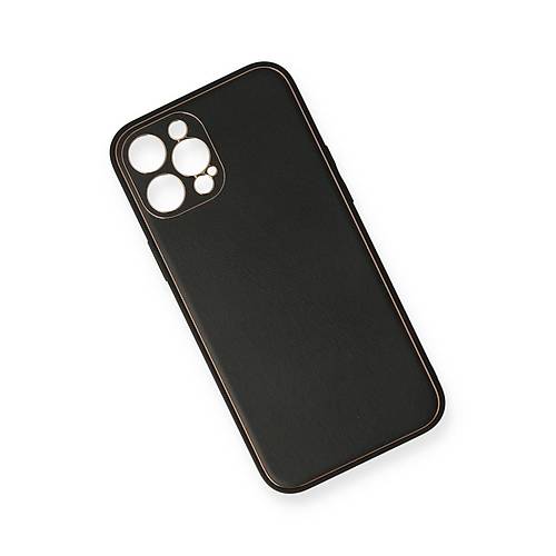 iPhone 12 Pro K�l�f Coco Deri Silikon Kapak - Siyah