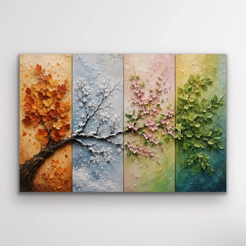 4 Mevsim A�a� Kanvas Tablo 20x30 CM