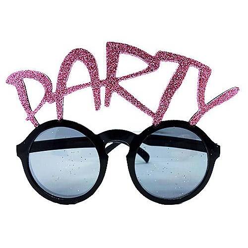 Party Yaz�l� Simli Pembe Renk Parti G�zl��� 15x7 cm