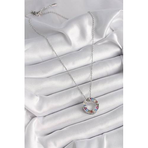 316L �elik G�m�� Renk Zincir Renkli Zirkon Ta�l� Xoxo Model Kad�n Kolye