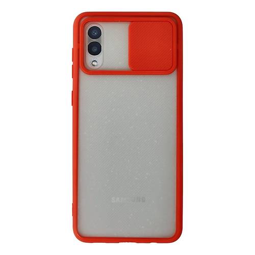Galaxy A02 K�l�f Palm Buzlu Kamera S�rg�l� Silikon - K�rm�z�