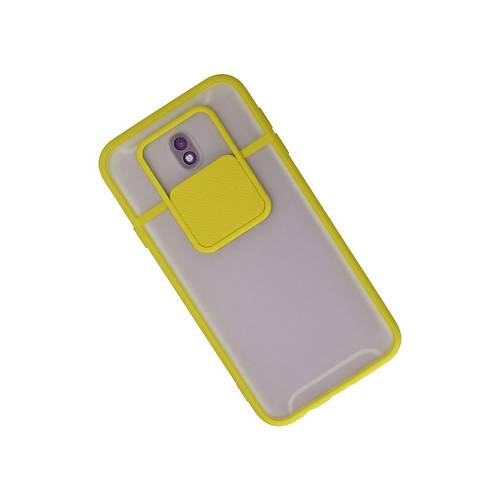 Galaxy J7 Pro / J730 K�l�f Palm Buzlu Kamera S�rg�l� Silikon - Sar�