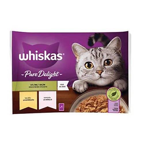 Pouch Pure Delight J�le ��inde Tavuklu ve Somonlu Yeti�kin Kedi Konservesi 4x85 Gr