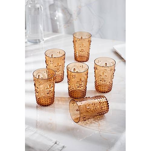 Akrilik Bal 6'l� K�sa Bardak & Su Me�rubat Kahve Yan� Barda�� 400 ml ( Cam De�ildir )