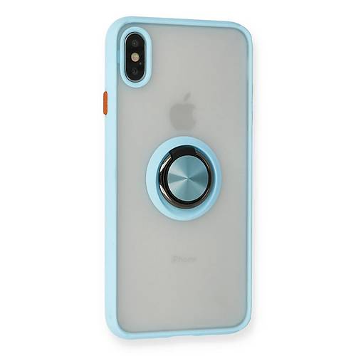 iPhone X K�l�f Montreal Y�z�kl� Silikon Kapak - Buz Mavi