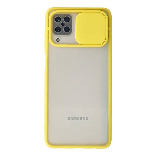 Galaxy A12 K�l�f Palm Buzlu Kamera S�rg�l� Silikon - Sar�