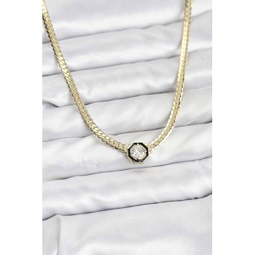 Gold Renk Pirin� Zirkon Ta�l� Kad�n Kolye