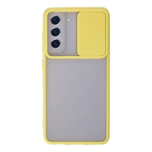 Galaxy S21 FE K�l�f Palm Buzlu Kamera S�rg�l� Silikon - Sar�