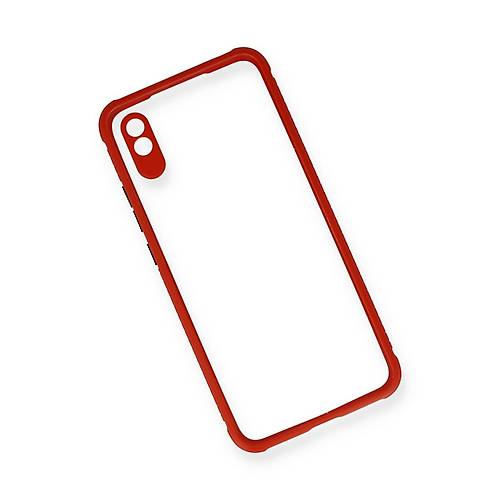 Redmi 9A K�l�f Miami �effaf Silikon - K�rm�z�