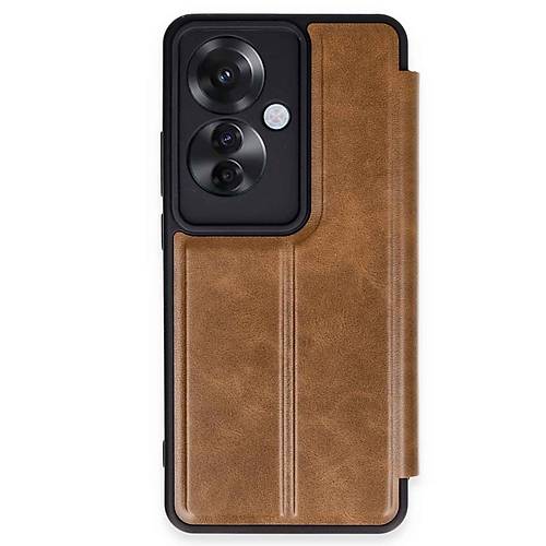 Reno 11F K�l�f Flip Cover - Taba