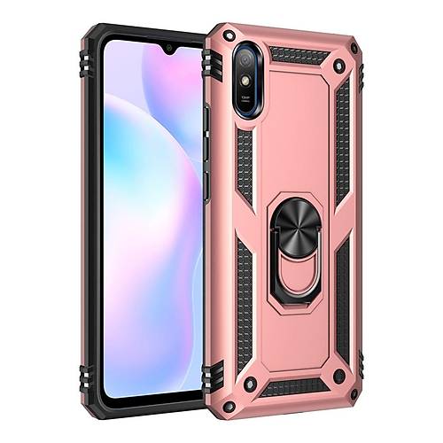 Redmi 9A K�l�f Sofya Y�z�kl� Silikon Kapak - Rose
