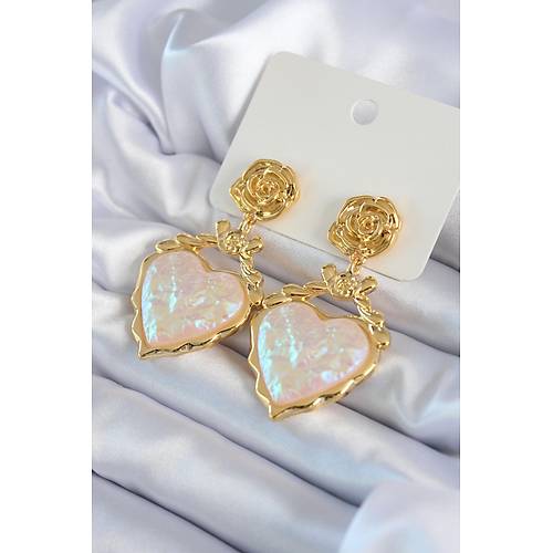 Gold Renk G�l Sallant� Kalp Model Pirin� V�P Kad�n K�pe