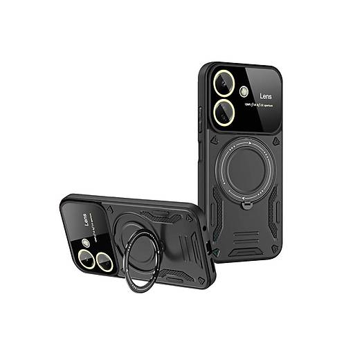 Redmi 13C K�l�f Joy Lens Standl� Kapak - Siyah