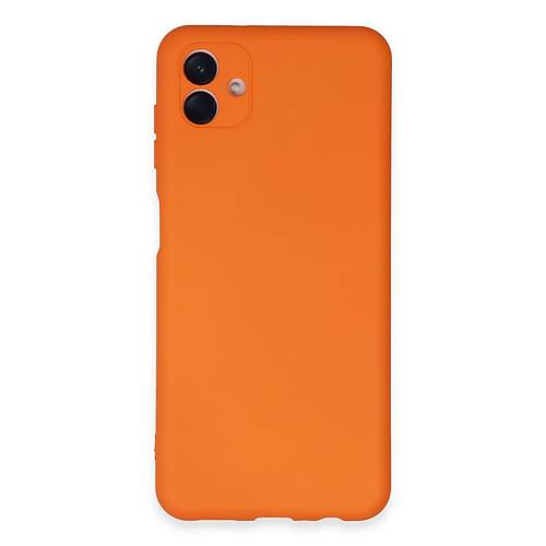 Galaxy A04E K�l�f Nano i�i Kadife Silikon - Turuncu