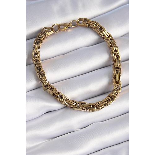 316L �elik Gold Renk Kral Zincir Model Erkek Bileklik