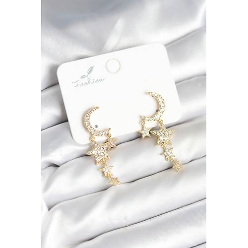 Ay ve Y�ld�z Model Gold Renk Pirin� Kad�n K�pe