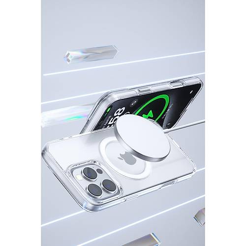 iPhone 15 Gleam PC Sert Magsafe K�l�f - �effaf-Siyah