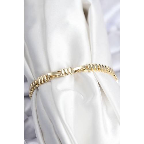 Pirin� VIP Seri Gold Renk Zirkon Ta�l� Arpa Model Kad�n Bileklik
