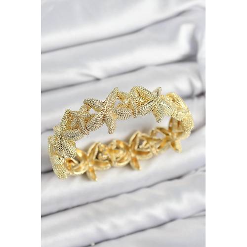 Pirin� Deniz Y�ld�z� Model Gold Renk Lastikli Kad�n Bileklik