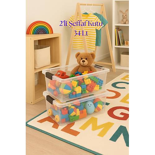 2�li �effaf Saklama Kutusu & D�zenleme Kutusu & Oyuncak Kutusu 34 Lt