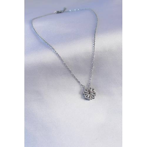 316L �elik G�m�� Renk A��l�r Yonca Model Kad�n Kolye