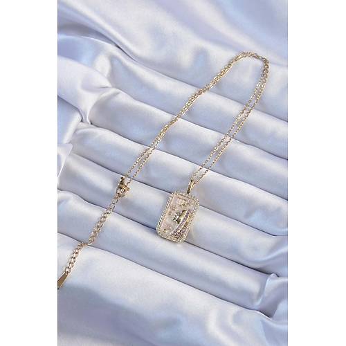316L �elik Zincir Alt�n Renk Zirkon Ta�l� Y�z Fig�rl� Tarot Kolye