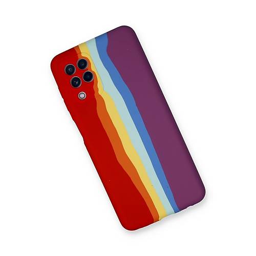 Galaxy A22 K�l�f Ebruli Lansman Silikon - K�rm�z�-Mor