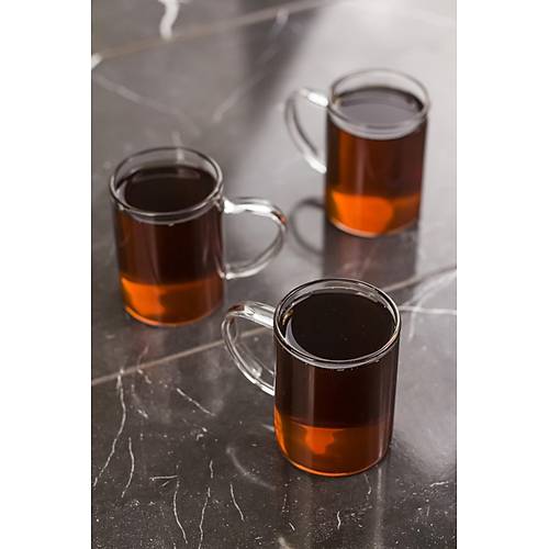 3'l� Borosilikat Is�ya Dayan�kl� Termisil Cam Kupa Bardak (3 x 200 ml)