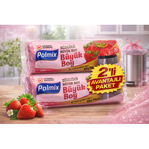 Polmix �ilek Kokulu B�zg�l� B�y�k Boy ��p Torbas� 65x70 cm 10'lu 2 Paket Dayan�kl� S�zd�rmaz ��p Po�eti