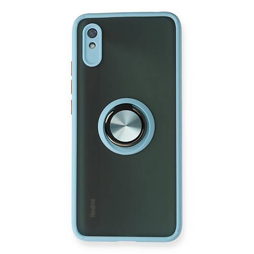Redmi 9A K�l�f Montreal Y�z�kl� Silikon Kapak - Buz Mavi