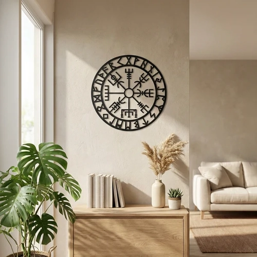Viking Pusulas� Vegvisir Duvar Tablosu MDF Lazer Kesim Nordik Duvar S�s� Modern Dekor