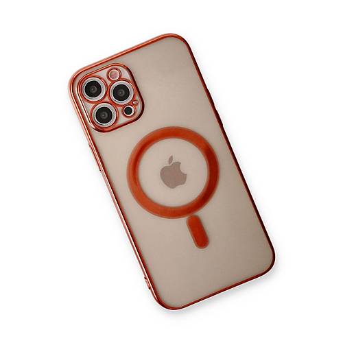 iPhone 12 Pro K�l�f Magneticsafe Lazer Silikon - K�rm�z�
