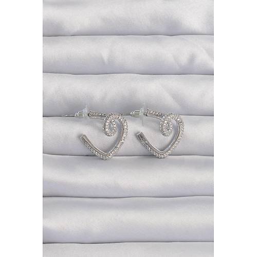 Pirin� G�m�� Renk Zirkon Ta�l� K�vr�ml� Yar�m Kalp K�pe