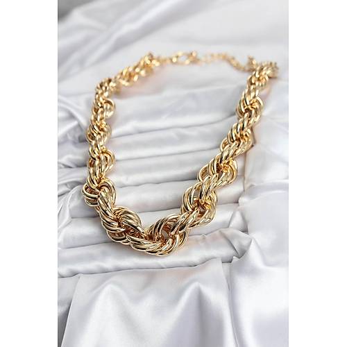 Pirin� Gold Renk Sarmal Halat Model Kad�n Kolye