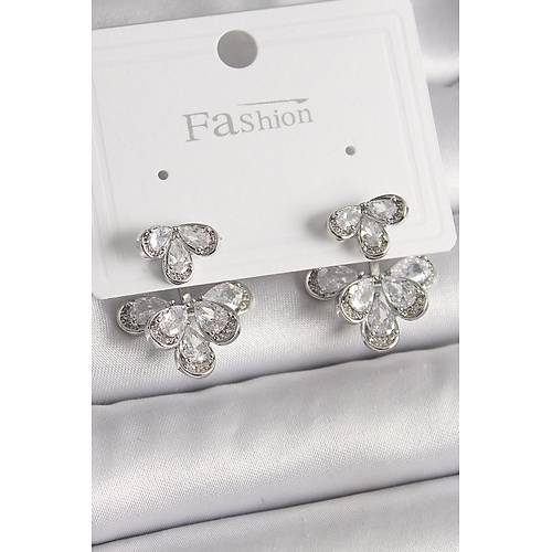 Pirin� G�m�� Renk Zirkon Ta�l� Damla Model Kad�n K�pe