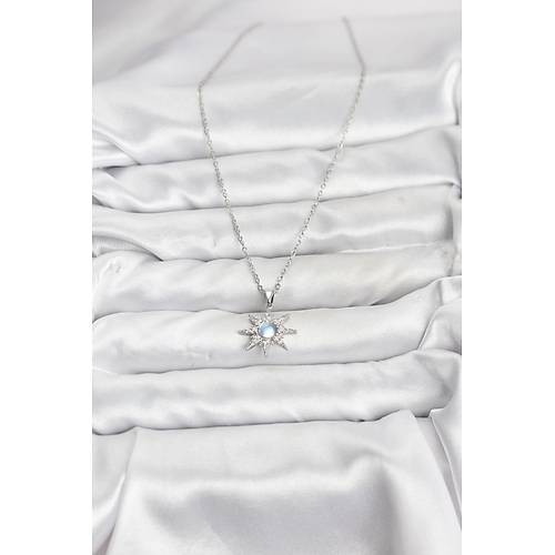316L �elik Zincir G�m�� Renk Kutup Y�ld�z� Model Zirkon Ta�l� Kad�n Kolye