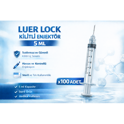 5 ml Luer Lock (Kilitli) Enjekt�r � Medikal Steril ��r�nga