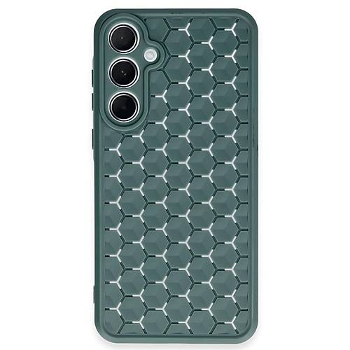 Galaxy A25 5G K�l�f Petek Silikon Kapak - Koyu Ye�il
