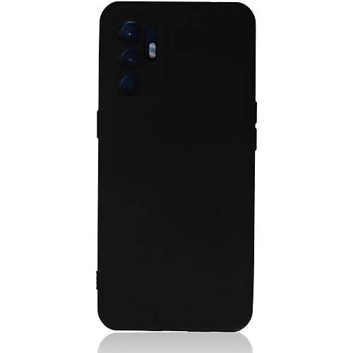 Reno 6 K�l�f Nano i�i Kadife Silikon - Siyah