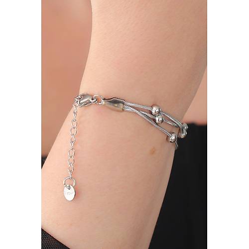 316L �elik G�m�� Renk Minimal Top Fig�r Kad�n Bileklik