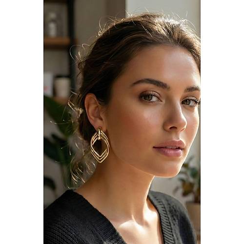 Vintage Gold Renk Pirin� Kad�n K�pe