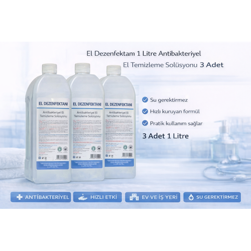 El Dezenfektan� 1 Litre Antibakteriyel El Temizleme Sol�syonu 3 Adet