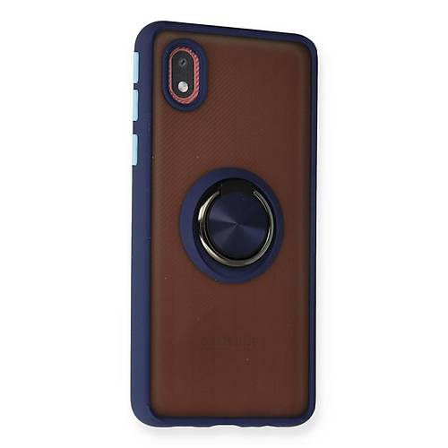 Galaxy A01 Core K�l�f Montreal Y�z�kl� Silikon Kapak - Lacivert