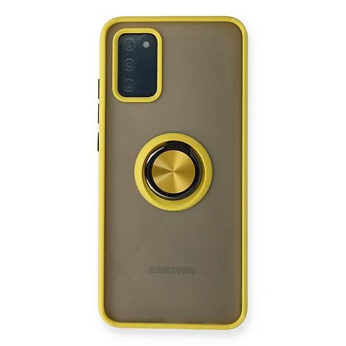 Galaxy A02S K�l�f Montreal Y�z�kl� Silikon Kapak - Sar�